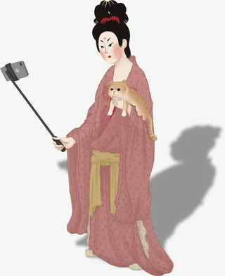 搞怪拍照的仕女免抠