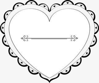 黑色简约花边爱心边框纹理免抠