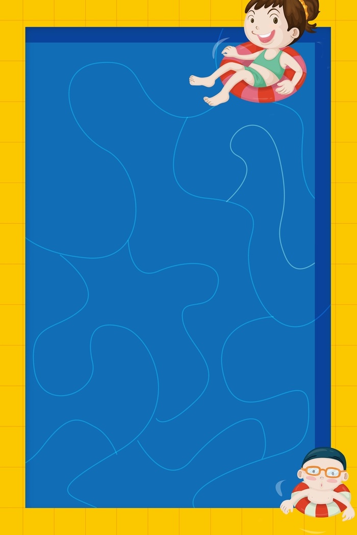 游泳馆招聘卡通海报高清