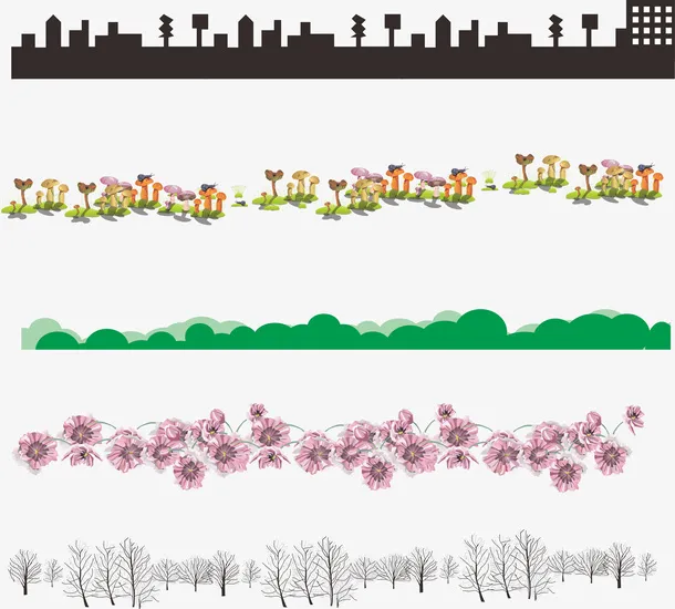 草丛 城市 森林底边免抠