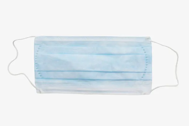 蓝色防尘一次性口罩实物免抠