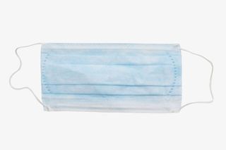 蓝色防尘一次性口罩实物免抠