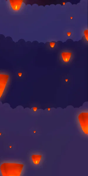 卡通孔明灯灯笼装饰元素免抠