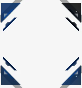 蓝色几何框架免抠