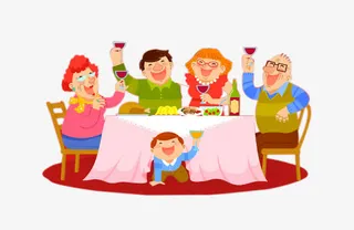 卡通人物团圆饭免抠