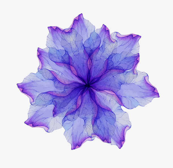 水彩蓝紫透明花免抠装饰效果特效元素