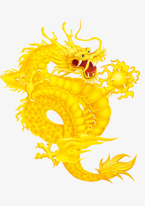黄色中国龙免抠