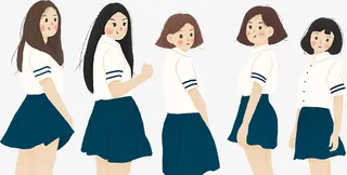 蓝色青春高中毕业季校服女生免抠
