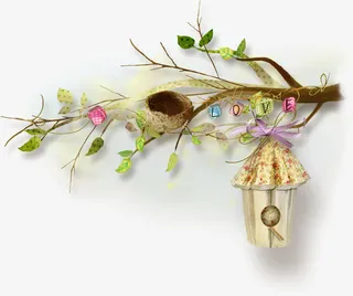 树枝上的鸟窝免抠