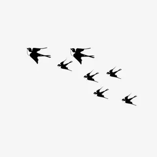 黑色水墨画燕子免抠