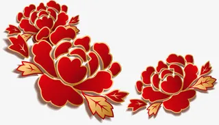 矢量新春佳节装饰牡丹花素材免抠