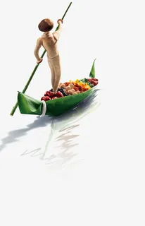 创意 粽子 撑船 端午节PNG素材免抠