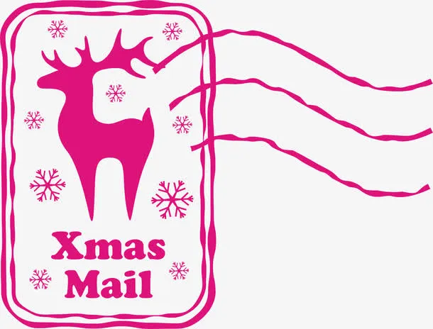 麋鹿雪花邮戳邮票免抠