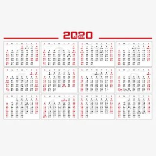 2020鼠年日历免抠节日元旦/春节/元宵元素