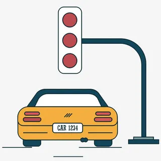 等红绿灯的小轿车免抠