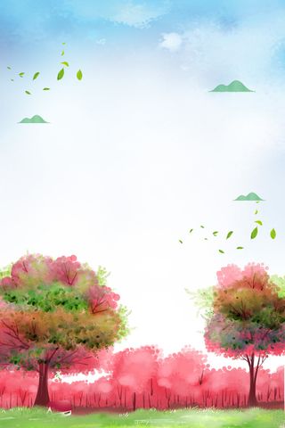 蓝色简约春季踏青海报高清