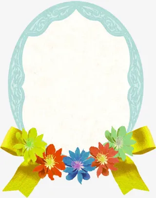 椭圆形复古花纹边框免抠