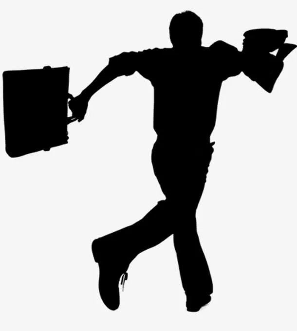 奔跑男人上班剪影免抠