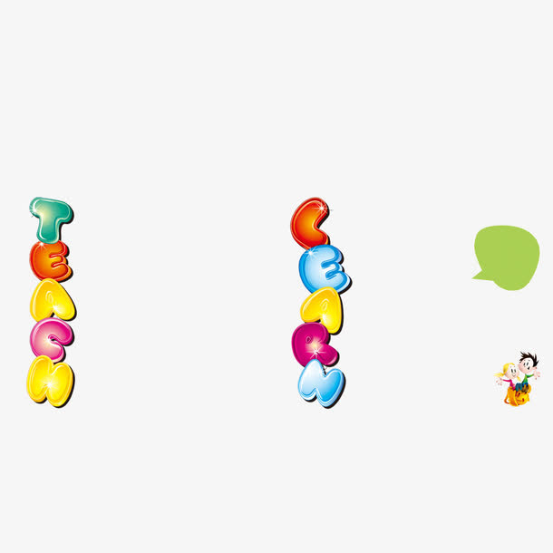 卡通字母学校宣传单免抠