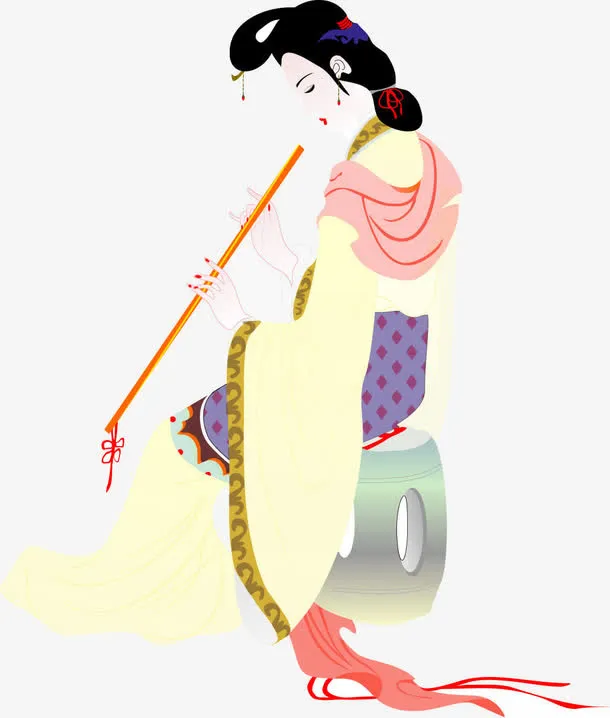 手绘唐代仕女扁平风格免抠