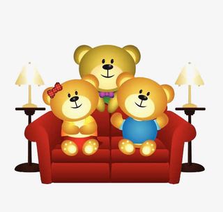 坐在沙发上的一家人免抠