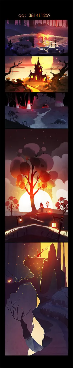 深林喝水的麋鹿手绘免抠