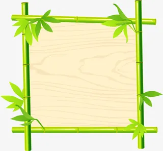 春天绿色竹子边框免抠