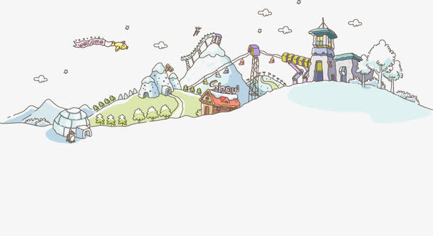 雪地里的房屋免抠