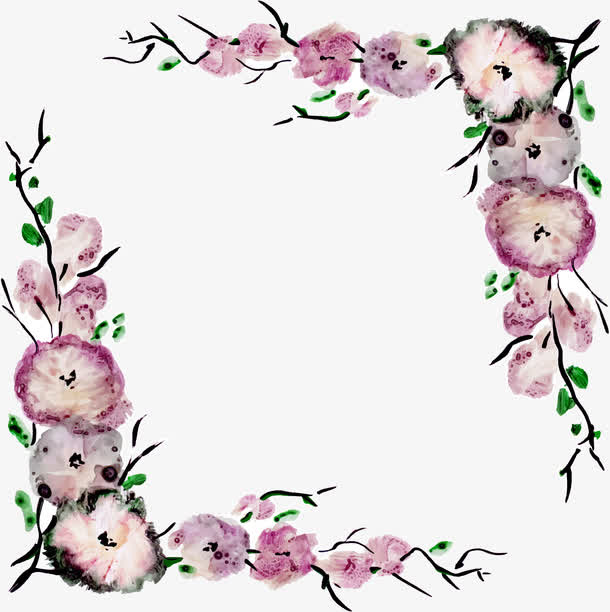 矢量手绘花朵边框免抠