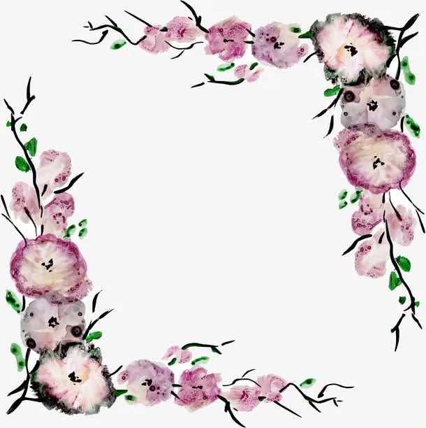 矢量手绘花朵边框免抠