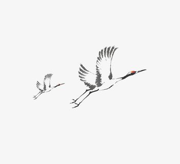 毛笔画的仙鹤免抠