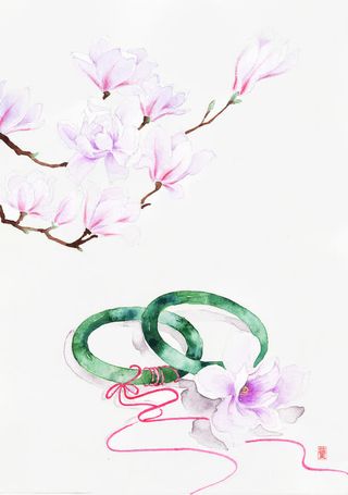 唯美古风手绘插画免抠