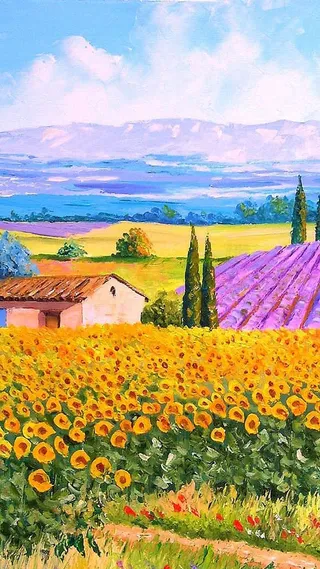 法国田园风油画手机H5背景高清