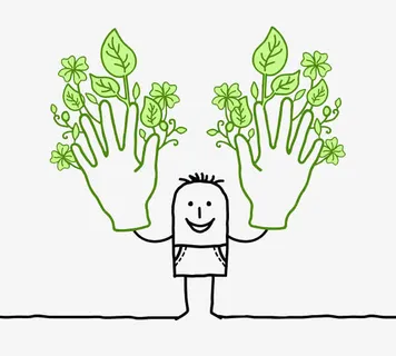 卡通手绘大手上的植被免抠