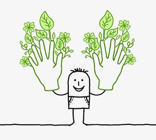 卡通手绘大手上的植被免抠