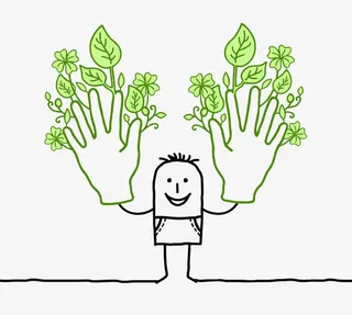 卡通手绘大手上的植被免抠