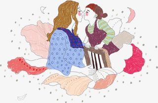 温馨母爱母女人物手绘免抠