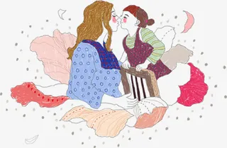 温馨母爱母女人物手绘免抠