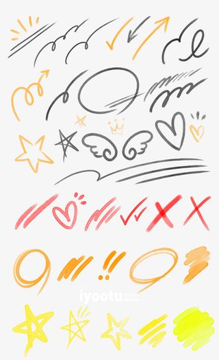 手绘漫画符号免抠