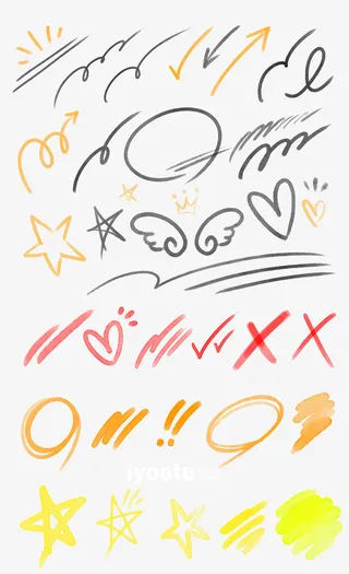 手绘漫画符号免抠