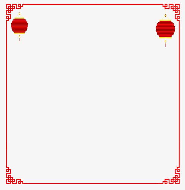 红色中国风灯笼框架免抠