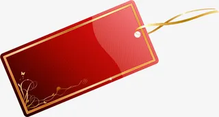 红色渐变花纹吊牌免抠