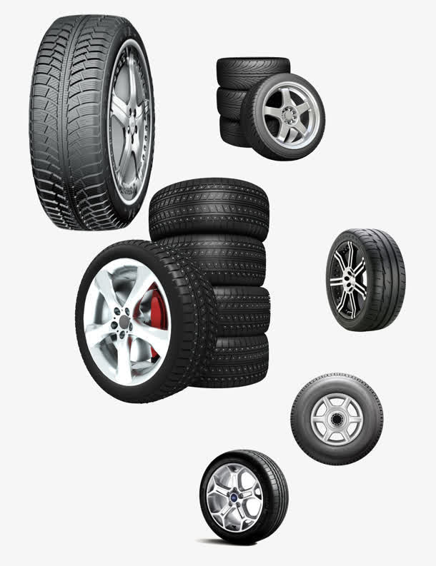 闪亮的轮胎黑色数量多免抠