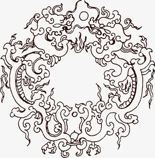 古典龙纹创意花纹免抠