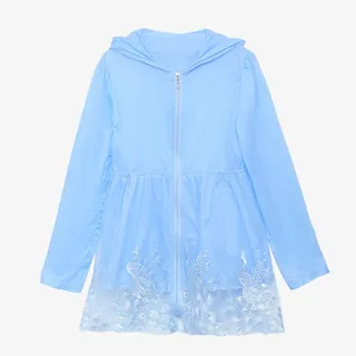 蓝色绣花防晒衣免抠