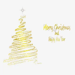 金色霓虹灯圣诞树免抠