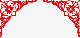 红色边框花纹免抠