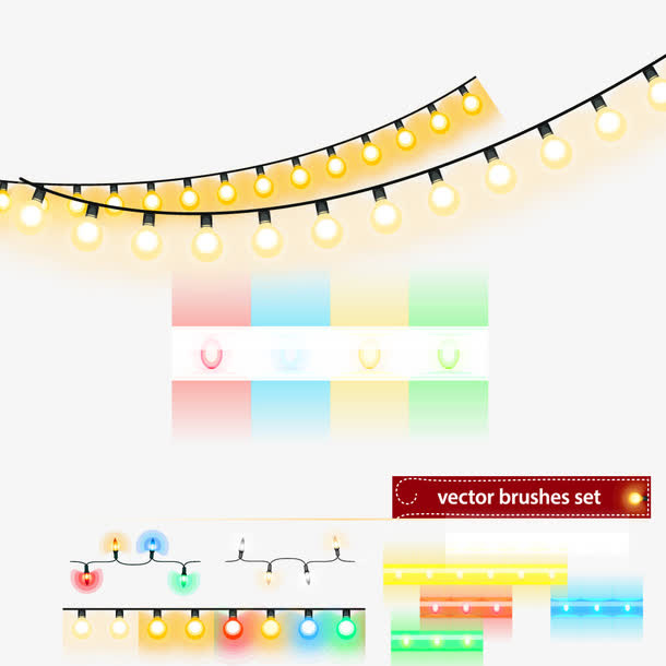 圣诞彩灯串设计矢量素材免抠