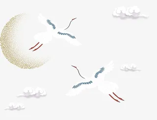 国潮 中国风 仙鹤 云免抠