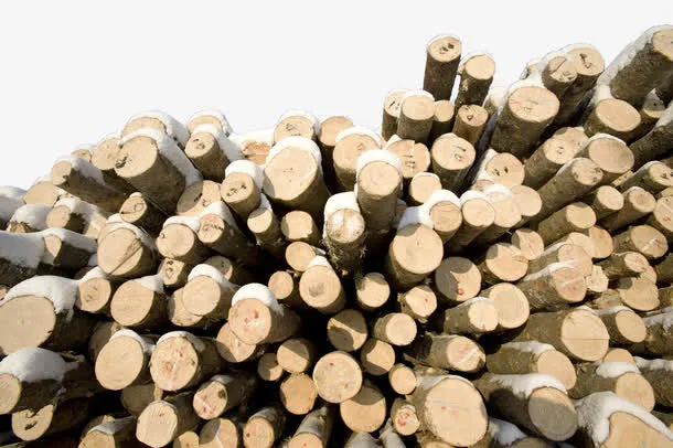 积雪的木柴堆免抠